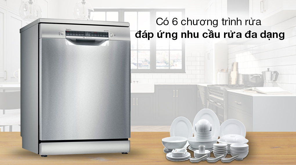 Máy rửa chén độc lập Bosch SMS4IVI01P - Có 6 chương trình rửa lựa chọn tùy theo nhu cầu sử dụng của bạn