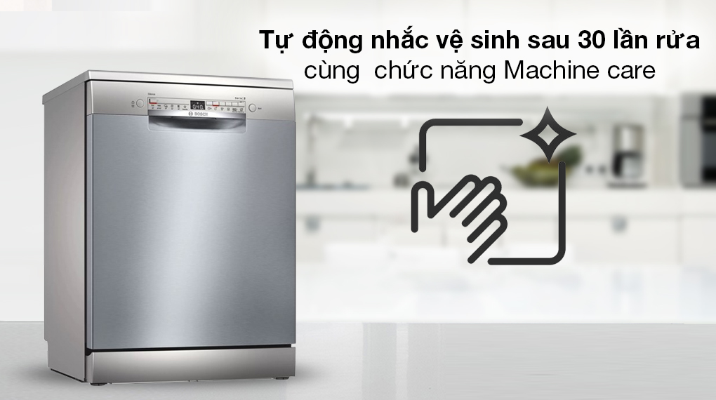Máy rửa chén độc lập Bosch SMS2HAI12E - Nhận biết thời gian vệ sinh máy dễ dàng với chức năng Machine care