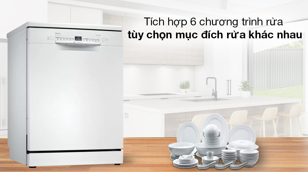 Máy rửa chén độc lập Bosch SMS2IVW01P - Đáp ứng nhu cầu rửa đa dạng với 6 chương trình rửa khác nhau